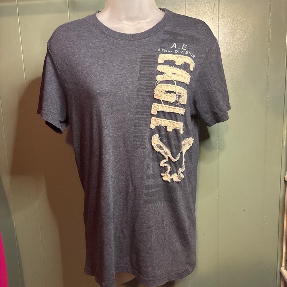 Blue American Eagle Outfitters distressed division shirt